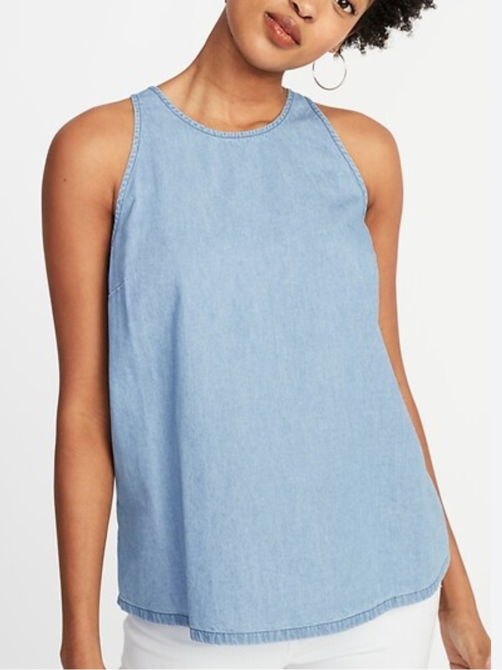 OLD NAVY Blue Chambray Lightweight Denim Sleeveless Top Size Medium